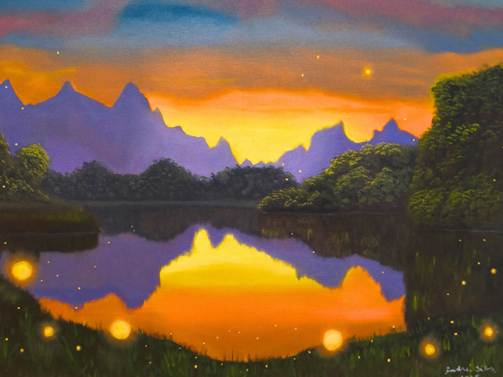 Pintura crepúsculo dos vagalumes, do artista Andrei Silva