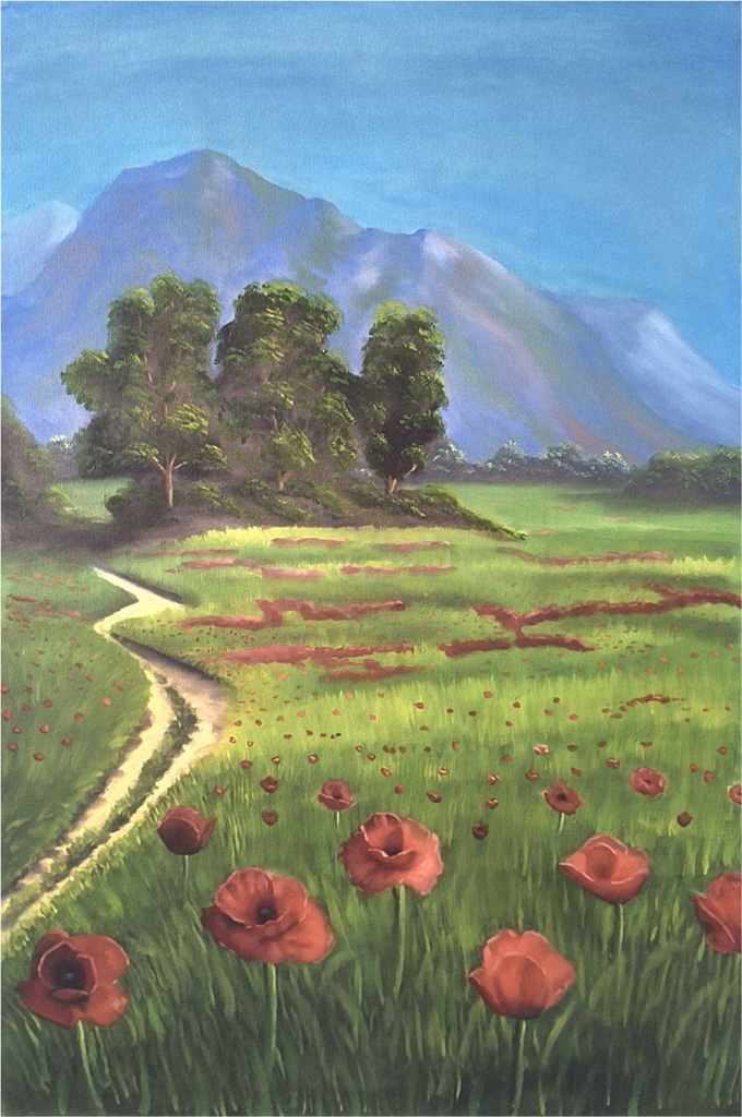 Pintura Campos de Paz de Andrei Silva inspirada na contemplação da natureza e na serenidade da paisagem