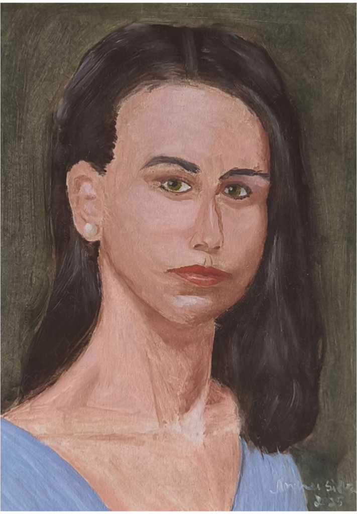 Pintura mulher ocm brinco de pérola do artista Andrei Silva