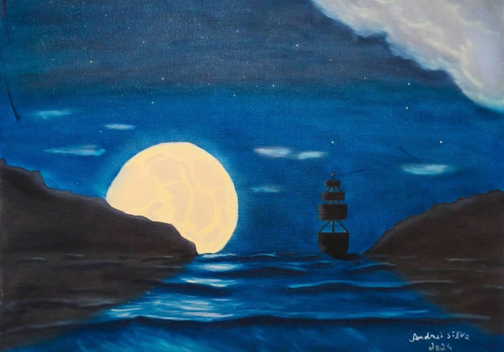Como escolher uma obra de arte observando significado na pintura Viagem Mística de Andrei Silva