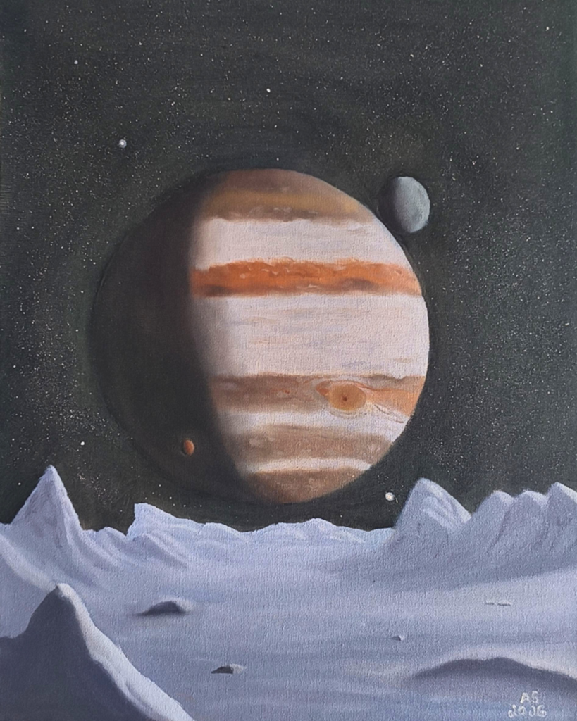 Júpiter visto de Europa, pintura de Andrei Silva